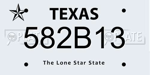 582B13 Texas License Plate