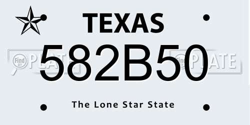 582B50 Texas License Plate