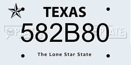 582B80 Texas License Plate