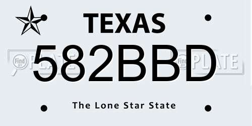 582BBD Texas License Plate