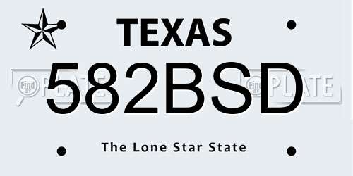 582BSD Texas License Plate