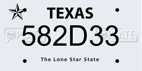 582D33 Texas License Plate