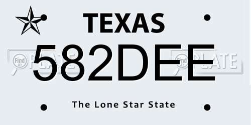 582DEE Texas License Plate
