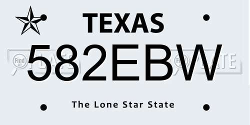 582EBW Texas License Plate