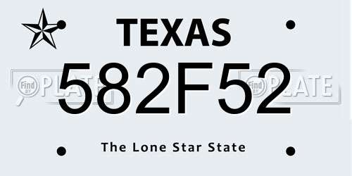 582F52 Texas License Plate