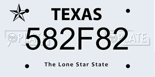 582F82 Texas License Plate