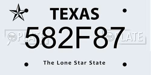 582F87 Texas License Plate