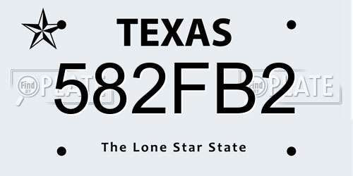 582FB2 Texas License Plate