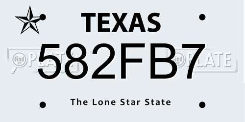 582FB7 Texas License Plate