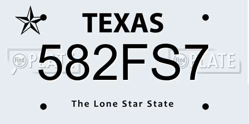 582FS7 Texas License Plate