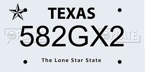 582GX2 Texas License Plate