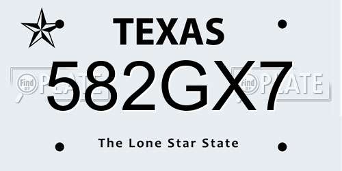 582GX7 Texas License Plate