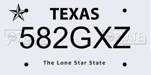 582GXZ Texas License Plate