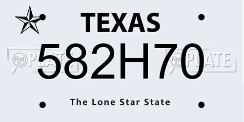 582H70 Texas License Plate