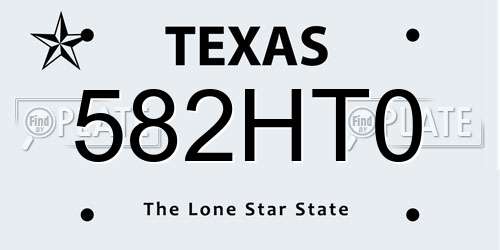 582HT0 Texas License Plate