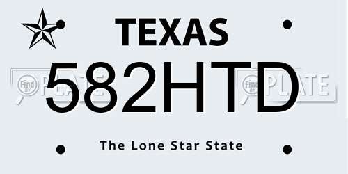 582HTD Texas License Plate