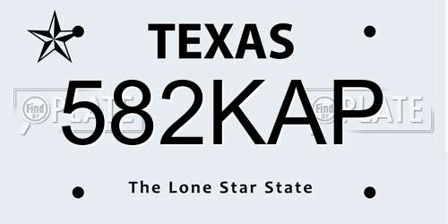 582KAP Texas License Plate
