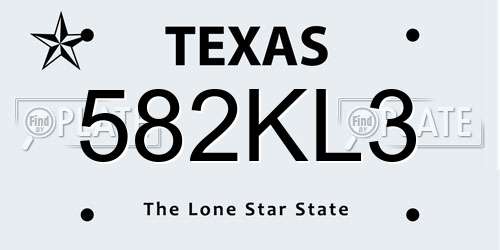 582KL3 Texas License Plate