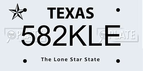 582KLE Texas License Plate