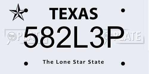 582L3P Texas License Plate