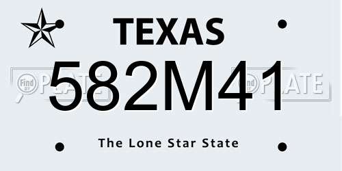 582M41 Texas License Plate