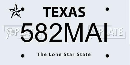 582MAI Texas License Plate