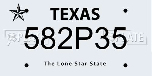 582P35 Texas License Plate