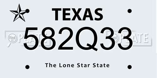 582Q33 Texas License Plate