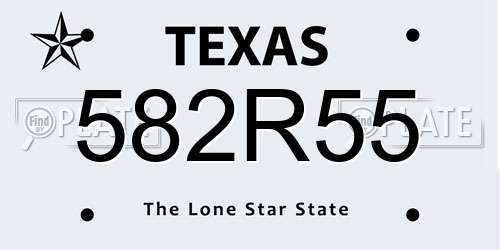 582R55 Texas License Plate