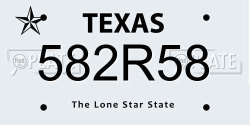 582R58 Texas License Plate