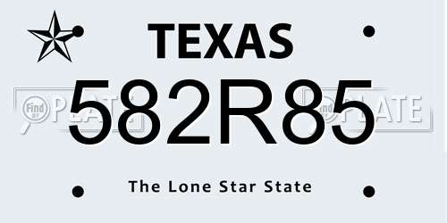 582R85 Texas License Plate