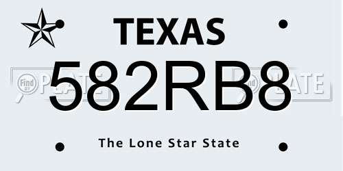 582RB8 Texas License Plate