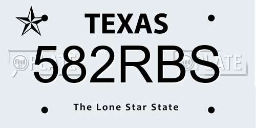 582RBS Texas License Plate