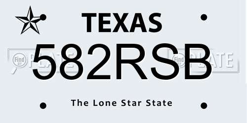 582RSB Texas License Plate