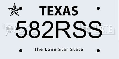 582RSS Texas License Plate