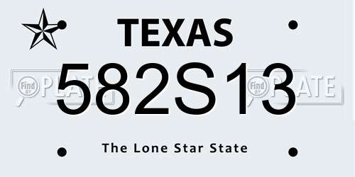 582S13 Texas License Plate