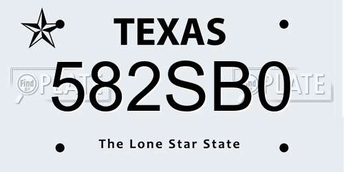582SB0 Texas License Plate