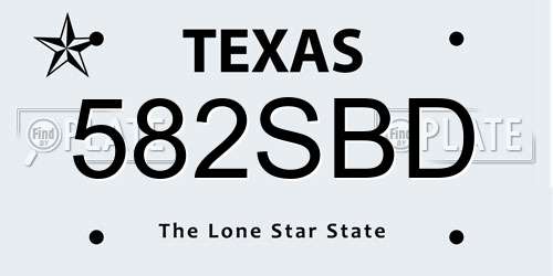 582SBD Texas License Plate