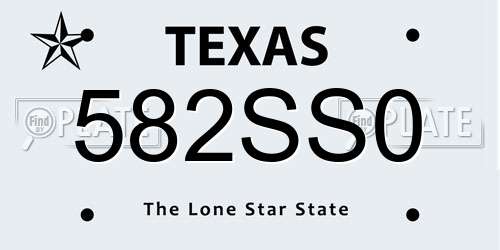 582SS0 Texas License Plate