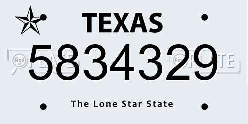 5834329 Texas License Plate