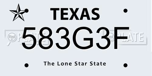 583G3F Texas License Plate
