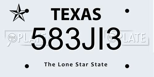 583JI3 Texas License Plate