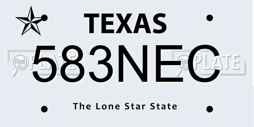 583NEC Texas License Plate