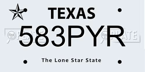 583PYR Texas License Plate
