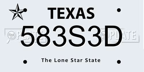 583S3D Texas License Plate