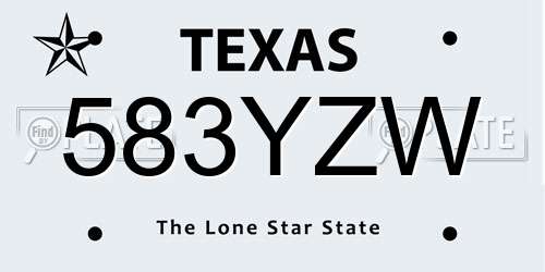 583YZW Texas License Plate