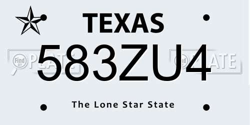 583ZU4 Texas License Plate