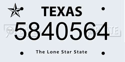 5840564 Texas License Plate
