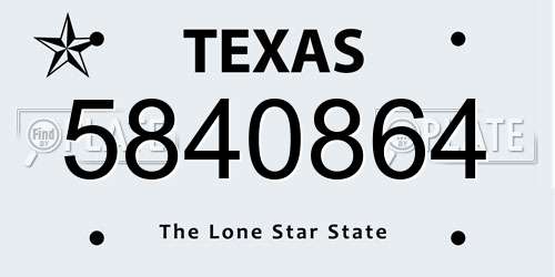 5840864 Texas License Plate