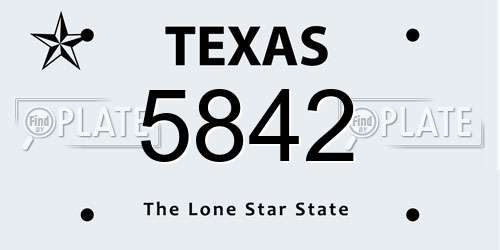 5842 Texas License Plate